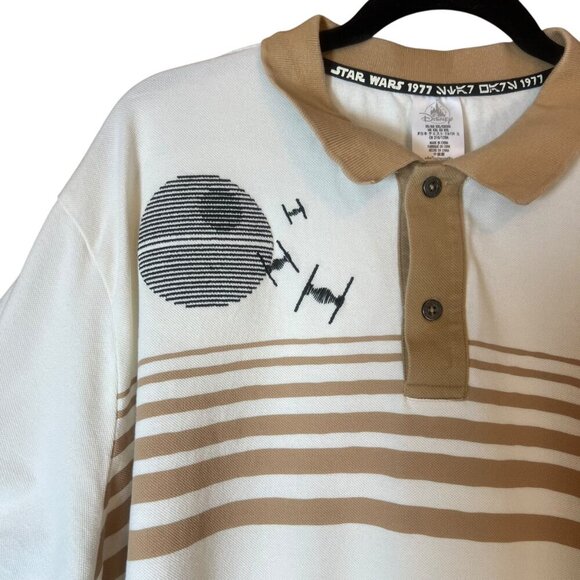 DISNEY STAR WARS 1977 Polo Shirt Death Star TIE Fighter Ships Embroidered XXL - Picture 2 of 5